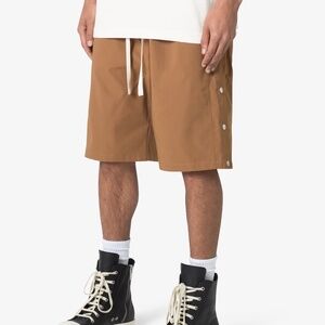 mnml Side Snap Nylon Shorts - Brown Size SBrown / S